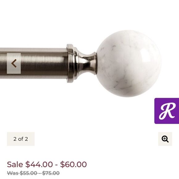 [ballard] double rod drapery kit polished nickel with marble finials - Picture 5 of 9